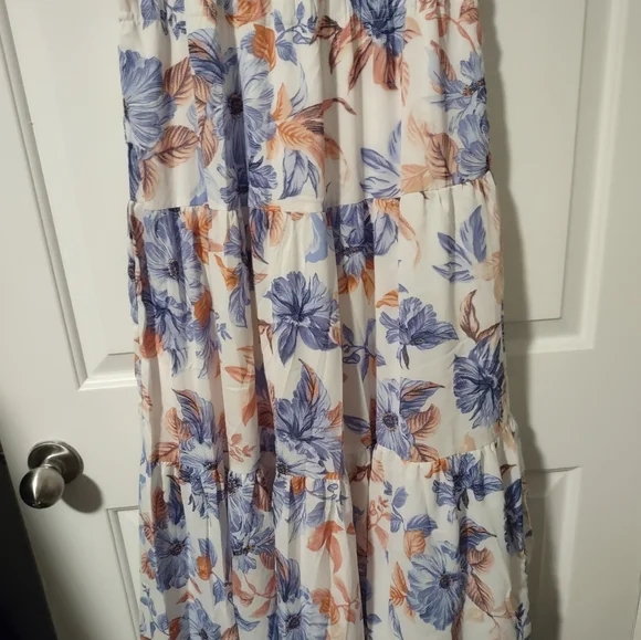 NWT JAPNA Maxi Dress White Blue Floral Halter Lined Maxi Dress Women’s Sz Large - Picture 5 of 10